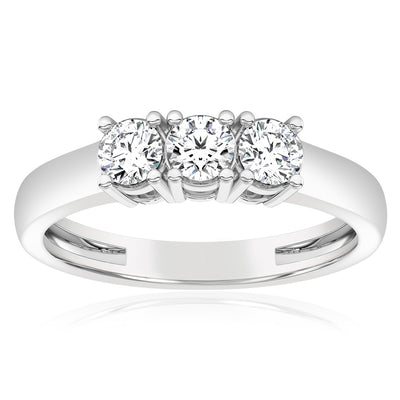 Luminesce Lab Grown 60pt Diamond Trilogy Ring in 9ct White Gold
