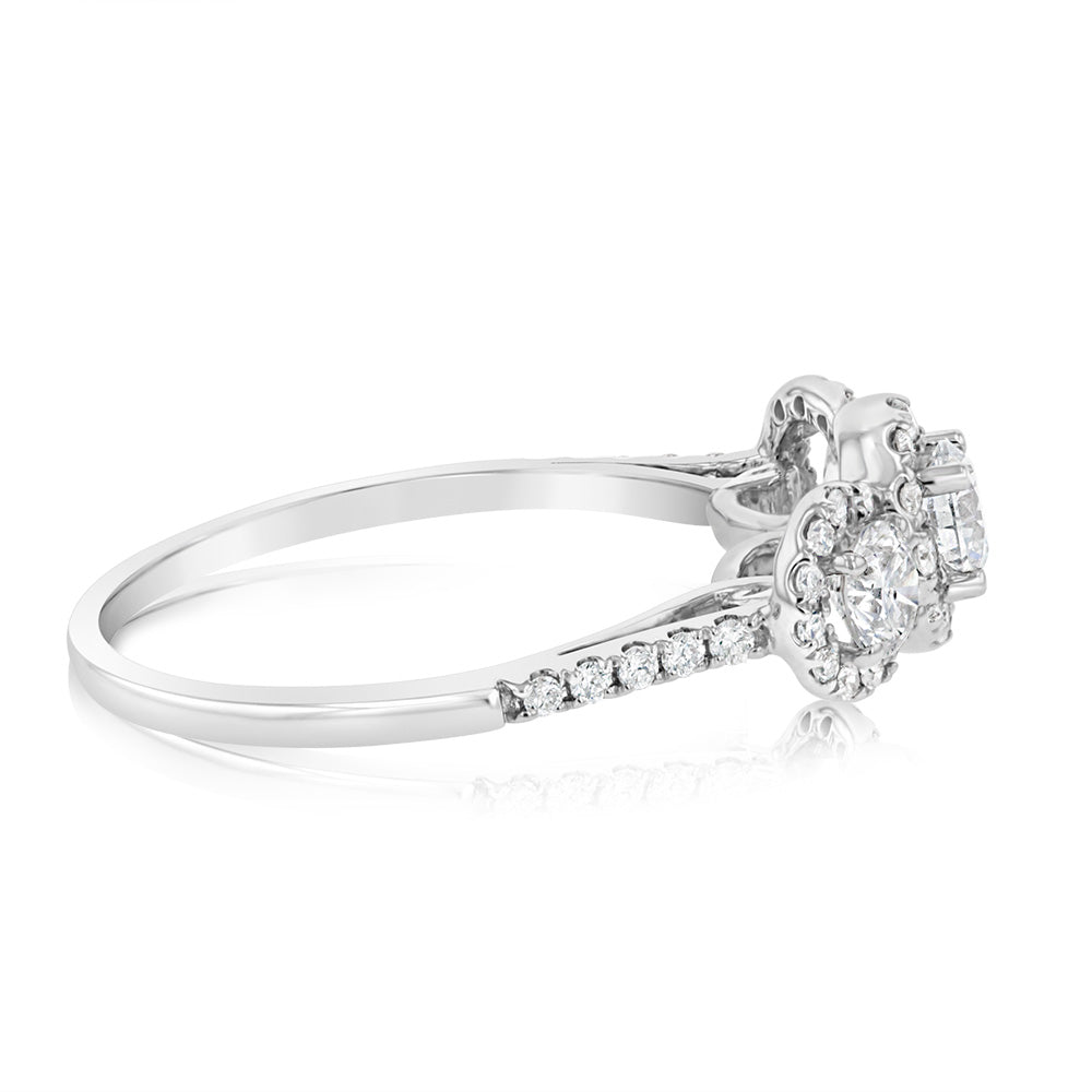 Luminesce Lab Grown 1 Carat Diamond Trilogy Ring in 14ct White Gold