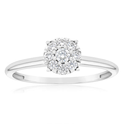 Luminesce Lab Grown 9ct White Gold 0.30 Carat Diamond Halo Solitaire Ring