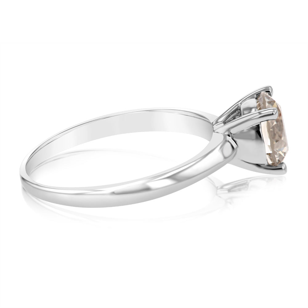 Luminesce Lab Grown 1.5 Ct Light Champagne Solitaire Diamond Ring in 14ct White Gold