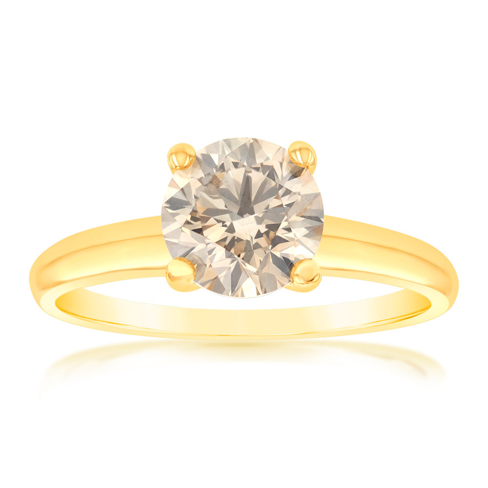 Luminesce Lab Grown Ct Light Champagne Solitaire Diamond Ring in 14ct Yellow Gold