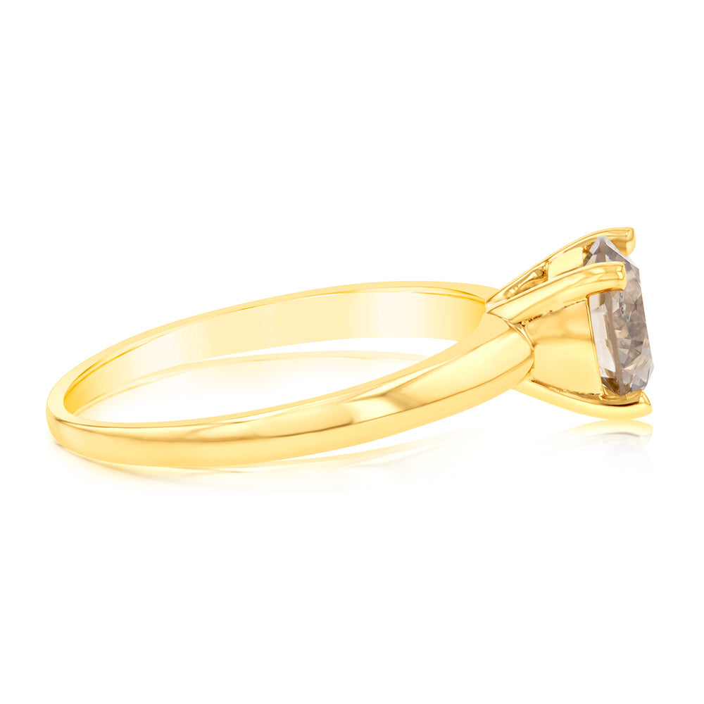 Luminesce Lab Grown 1.5 Ct Light Champagne Solitaire Diamond Ring in 14ct Yellow Gold