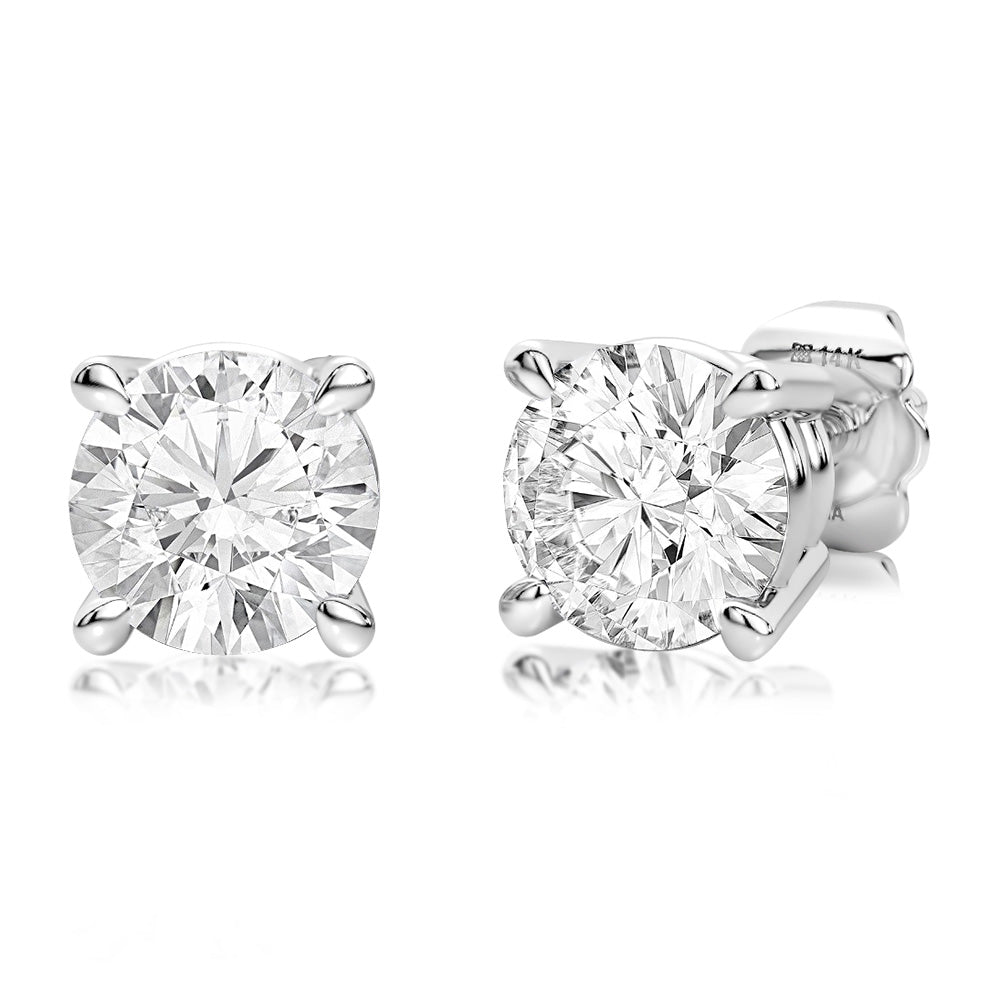 Luminesce Lab Grown Diamond 2 Carat Solitaire Stud Earrings in 14ct White Gold