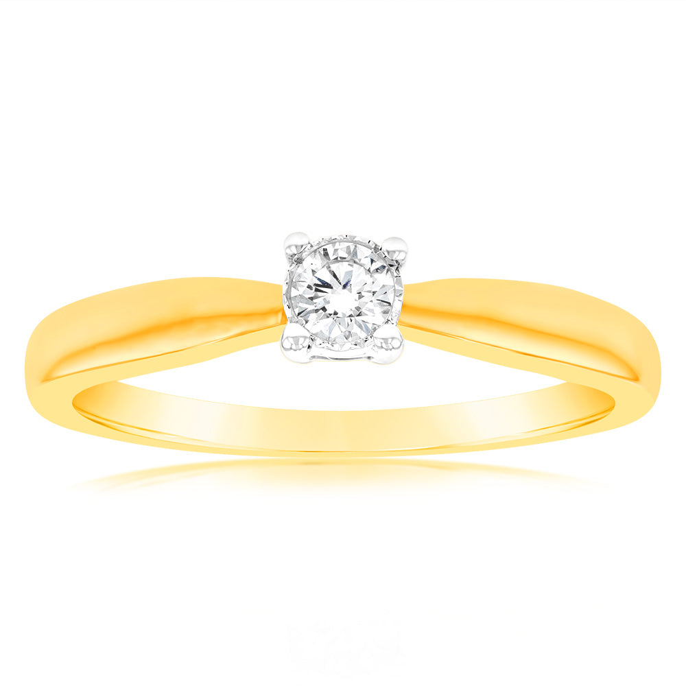 Luminesce Lab Grown Diamond 4 Claw Ring In 9ct Yellow Gold