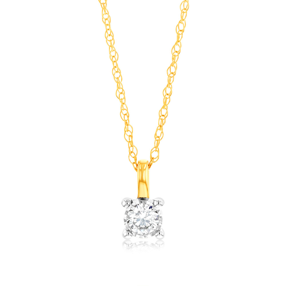 Luminesce Lab Grown Diamond Solitaire Pendant in 9ct Yellow Gold With Chain