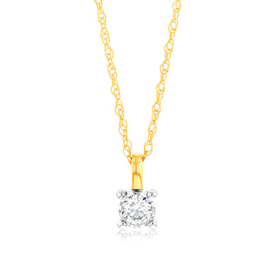 Luminesce Lab Grown Diamond Solitaire Pendant in 9ct Yellow Gold With Chain
