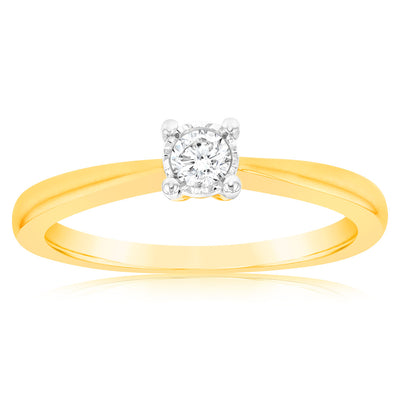 Luminesce Lab Grown Diamond 4 Claw Ring In 9ct Yellow Gold