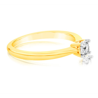 Luminesce Lab Grown Diamond 4 Claw Ring In 9ct Yellow Gold