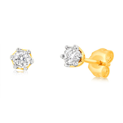 Luminesce Lab Grown Diamond 1/6 Carat Studs in 9ct Yellow Gold