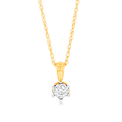 Luminesce Lab Grown Diamond 6 Claw Solitaire Pendant in 9ct Yellow Gold With Chain