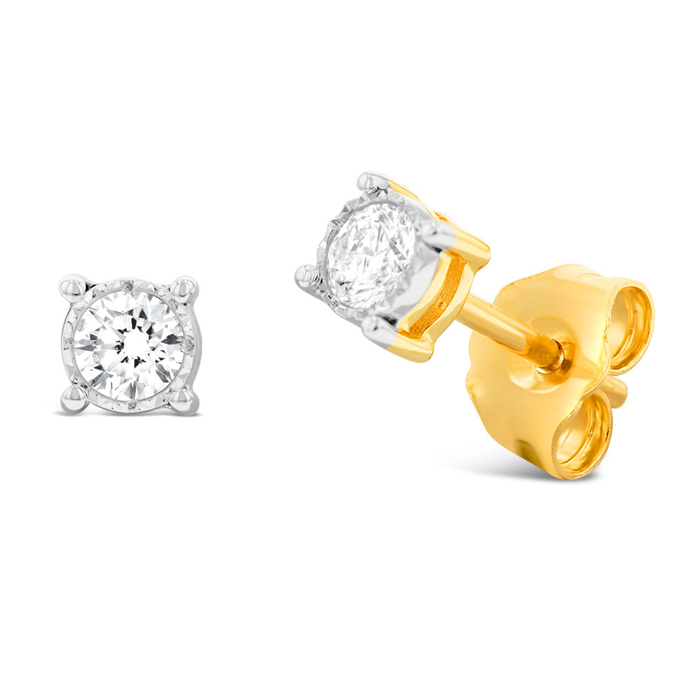 Luminesce Lab Grown Diamond 1/5 Carat Studs in 9ct Yellow Gold