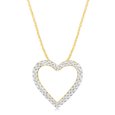Luminesce Lab Grown 1/10 Carat Diamond Heart Pendant in 9ct Yellow Gold