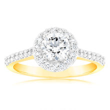 Load image into Gallery viewer, Luminesce Lab Grown 18ct YellowGold 1 Carat Diamond Halo Ring