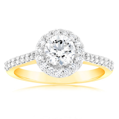 Luminesce Lab Grown 18ct Yellow Gold 1 Carat Diamond Halo Ring