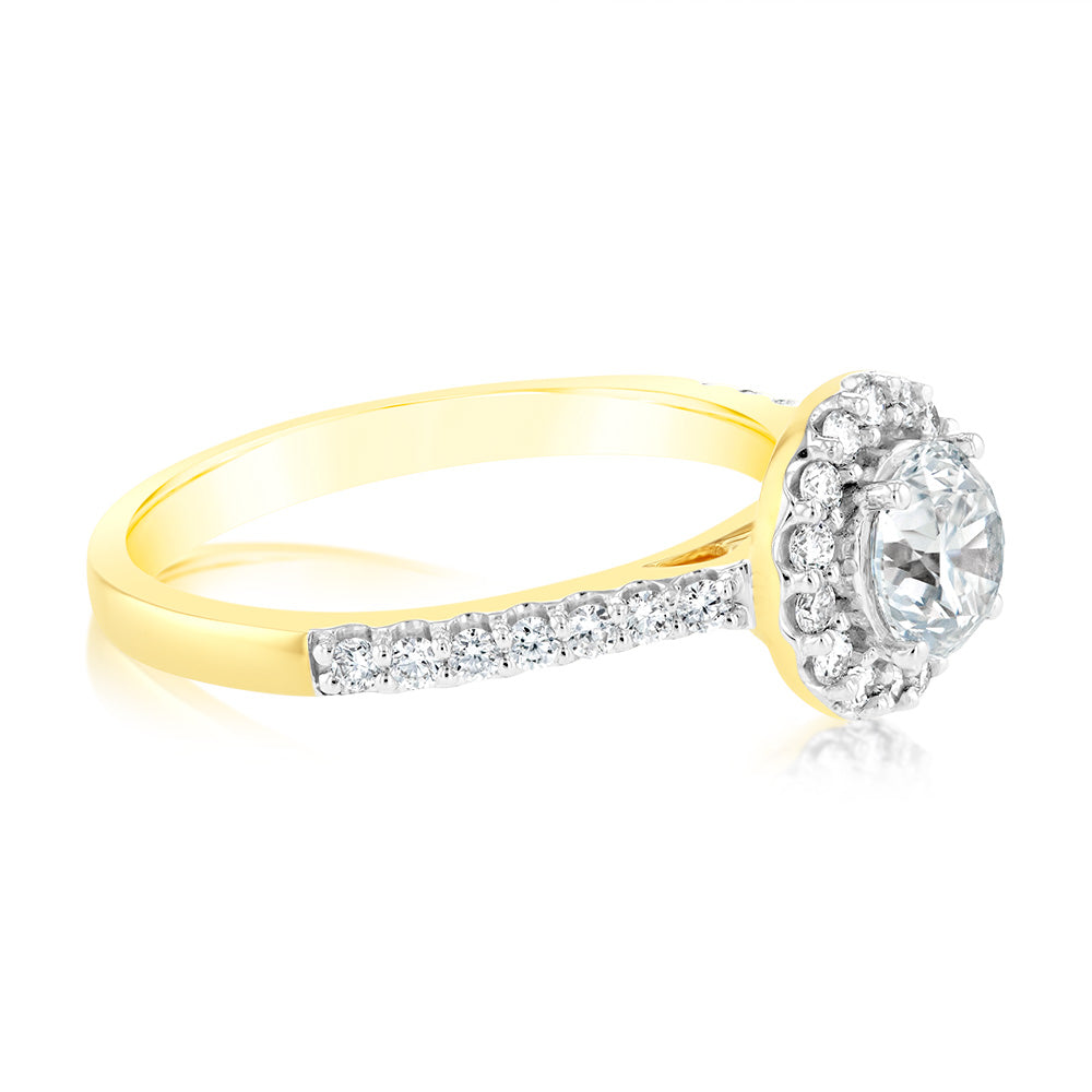Luminesce Lab Grown 18ct YellowGold 1 Carat Diamond Halo Ring