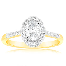 Load image into Gallery viewer, Luminesce Lab Grown 18ct Yellow Gold 1 Carat Diamond Oval Halo Ring