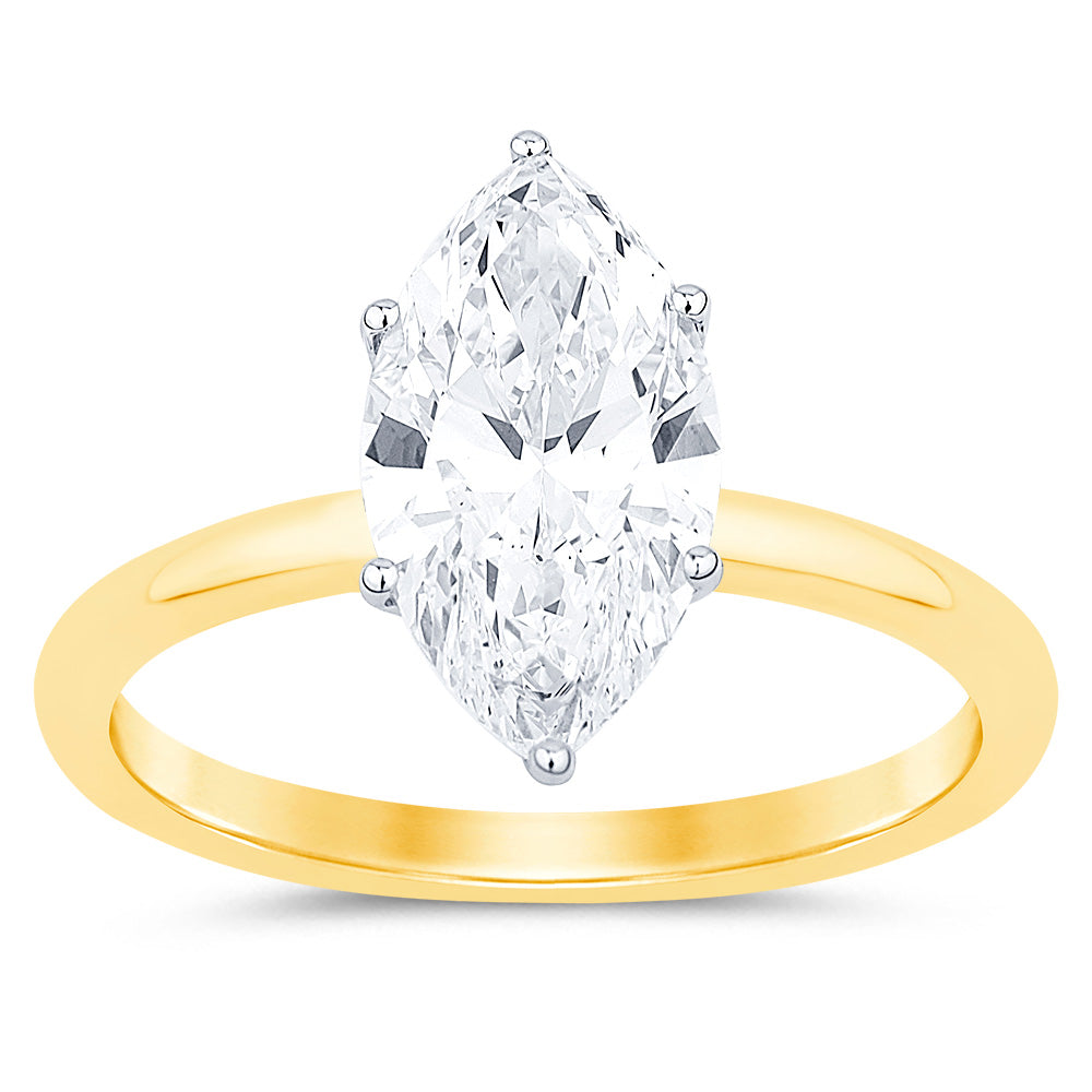 Luminesce Lab Grown 2 Carat Solitaire Engagement Ring in 18ct Yellow Gold