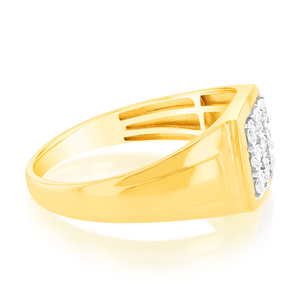 Luminesce Lab Grown 1/6 Carat Diamond Gents Ring in 9ct Yellow Gold