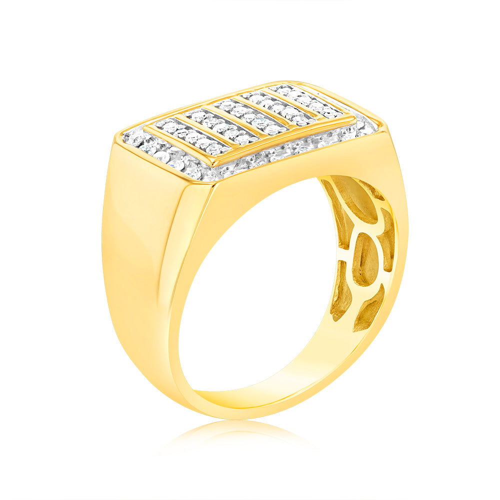 Luminesce Lab Grown 1/2 Carat Diamond Gents Ring in 9ct Yellow Gold