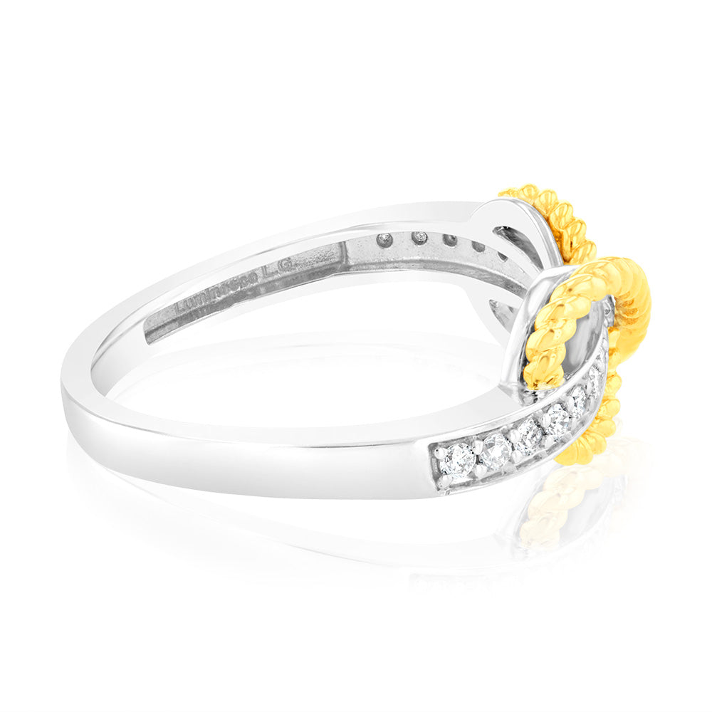 Luminesce Lab Grown 1/6 Carat Diamond Infinity Ring in 9ct Yellow Gold & Sterling Silver