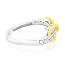 Load image into Gallery viewer, Luminesce Lab Grown 1/6 Carat Diamond Infinity Ring in 9ct Yellow Gold &amp; Sterling Silver