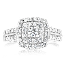 Load image into Gallery viewer, Luminesce Lab Grown 3/4 Carat Cushion Shaped Engagement Ring in 10ct White Gold