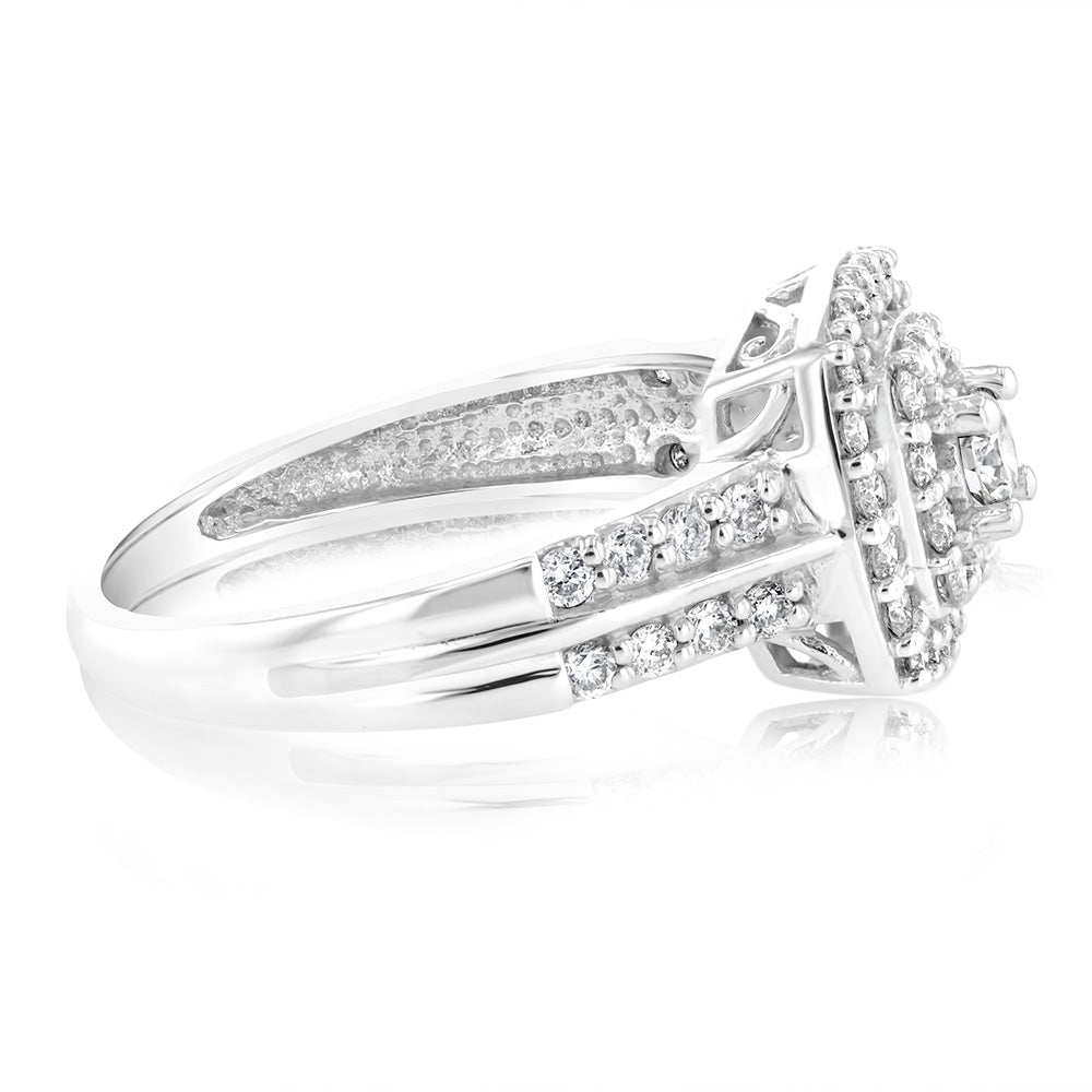 Luminesce Lab Grown 3/4 Carat Cushion Shaped Engagement Ring in 10ct White Gold
