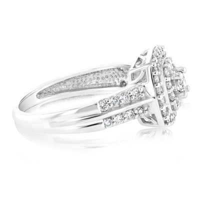 Luminesce Lab Grown 10ct White Gold 3/4 Carat Cushion Shaped Ring