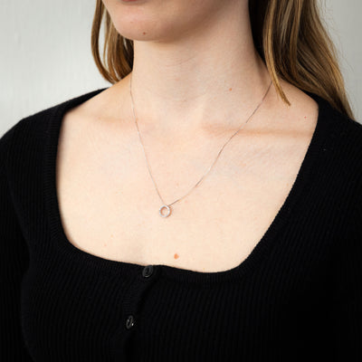 Luminesce Lab Grown 1/6 Carat Diamond Circle Pendant in 10ct White Gold