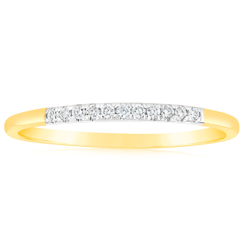 Luminesce Lab Grown 1/10 Carat Diamond Eternity Ring in 9ct Yellow Gold