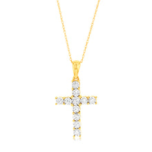 Load image into Gallery viewer, Luminesce Lab Grown 1/4 Carat Diamond Cross in 9ct Yellow Gold on 45cm Chain