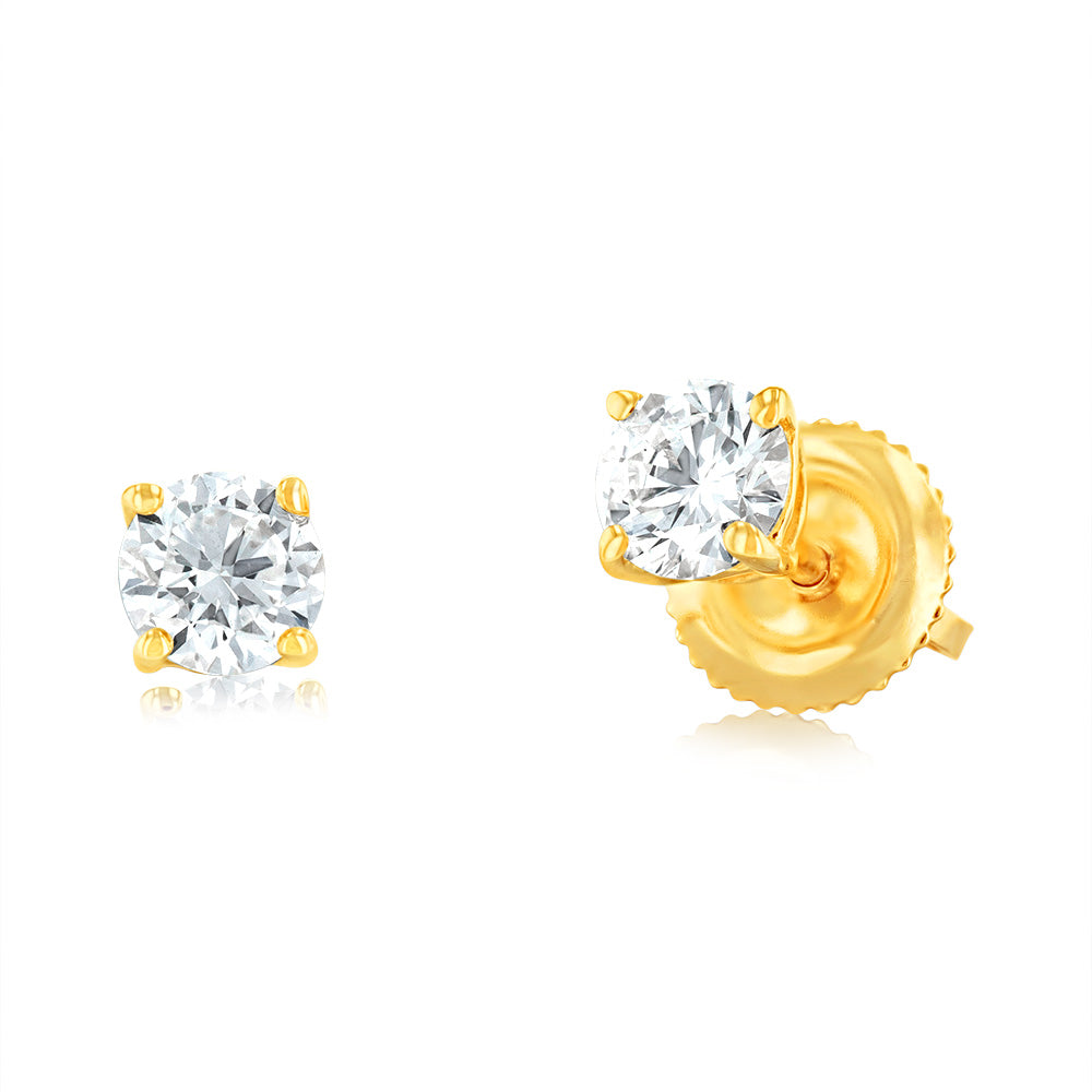 Luminesce Lab Grown 1/2 Carat Diamond Solitaire Earrings in 14ct Yellow Gold