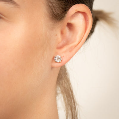 Luminesce Lab Grown 2 Carat Diamond Screwback Solitaire Earrings in 14ct Yellow Gold