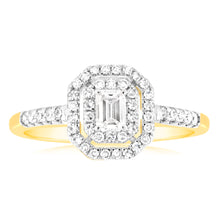 Load image into Gallery viewer, Luminesce Lab Grown 0.35 Carat Diamond Emerald Shaped Ring in 9ct Yellow Gold