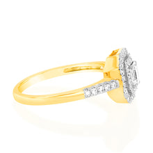 Load image into Gallery viewer, Luminesce Lab Grown 0.35 Carat Diamond Emerald Shaped Ring in 9ct Yellow Gold