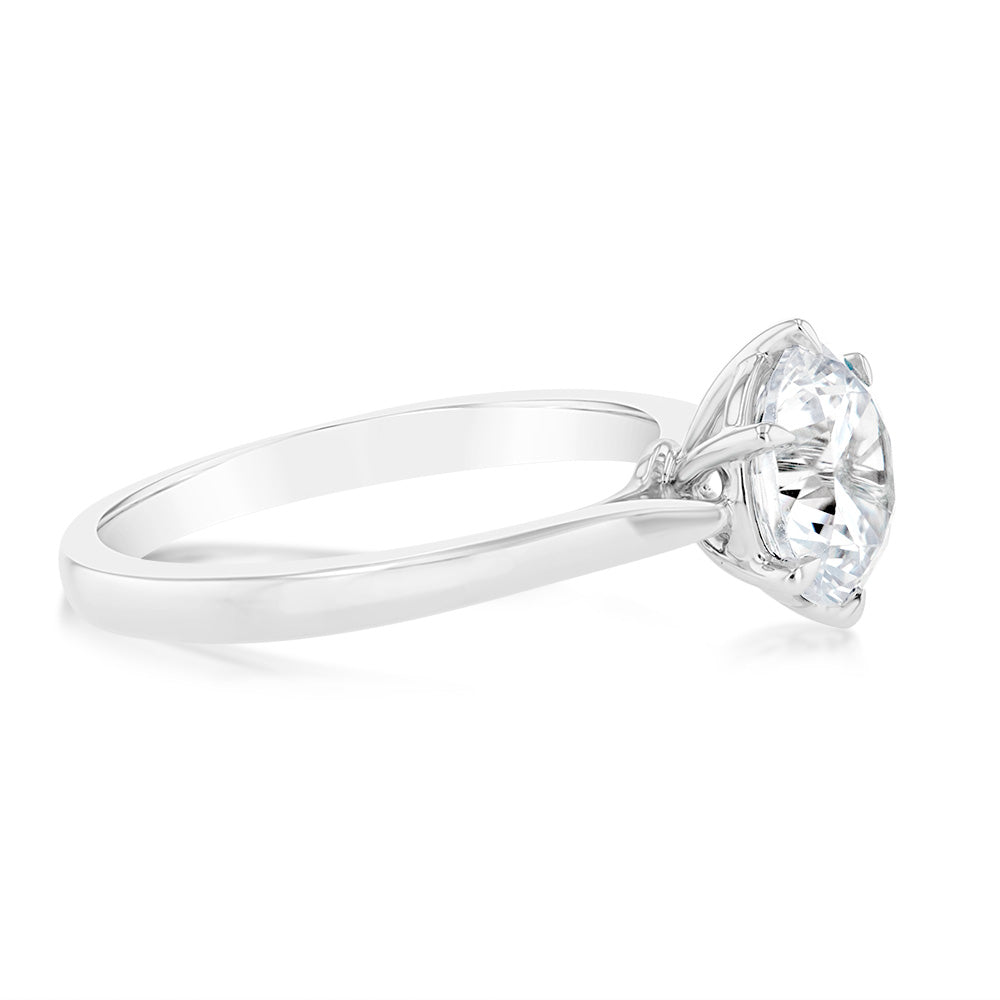 Luminesce Lab Grown 2 Carat Certified Diamond Solitaire Ring in 18ct White Gold