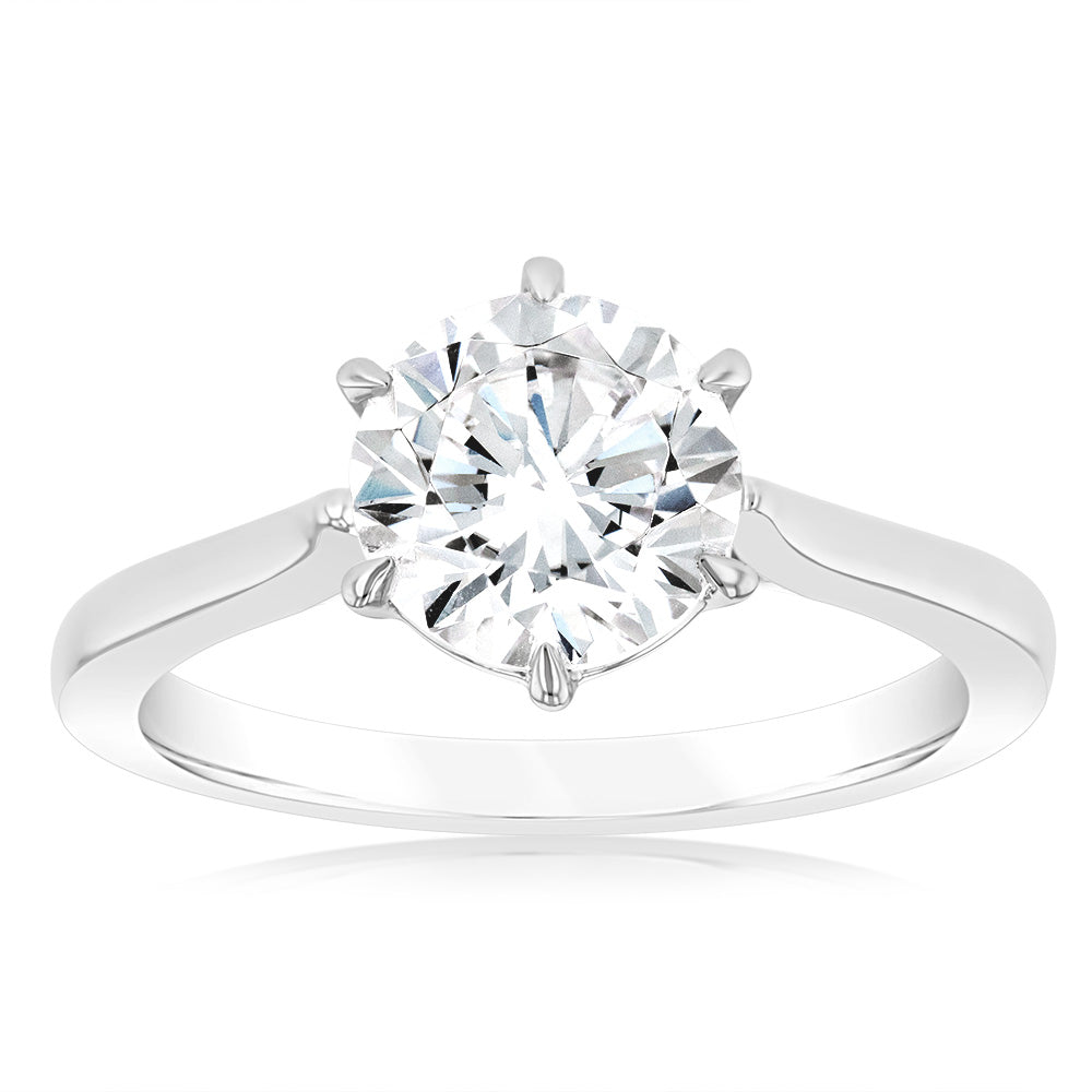 Luminesce Lab Grown 2 Carat Certified Diamond Solitaire Ring in 18ct White Gold
