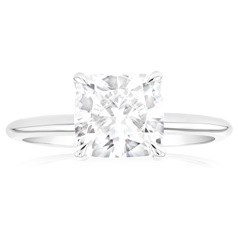 Luminesce Lab Grown Certified 2 Carat Diamond Cushion Cut Engagement Ring in 18ct White Gold