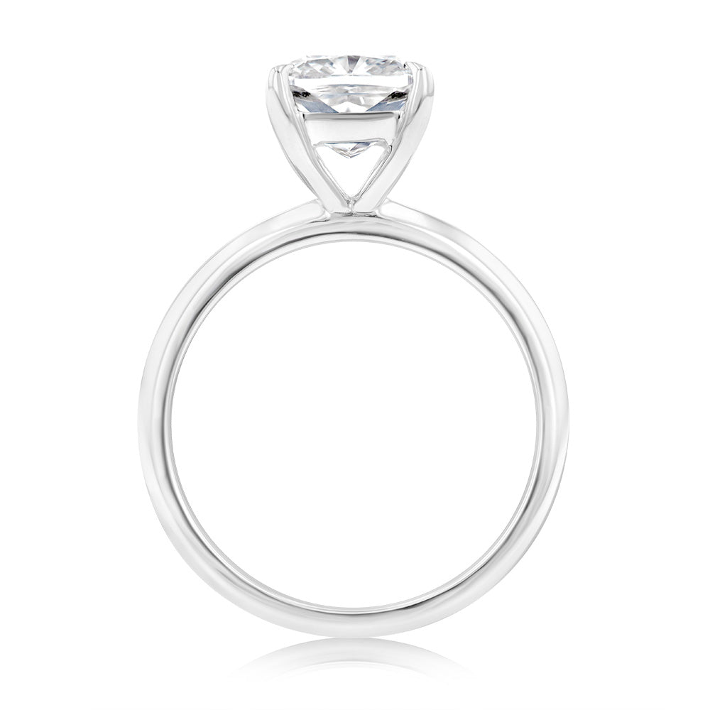 Luminesce Lab Grown Certified 2 Carat Diamond Cushion Cut Engagement Ring in 18ct White Gold