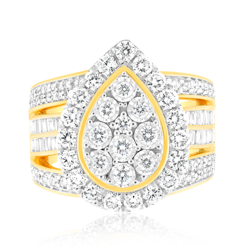 Luminesce Lab Grown 2 Carat Diamond Ring in 9ct Yellow Gold