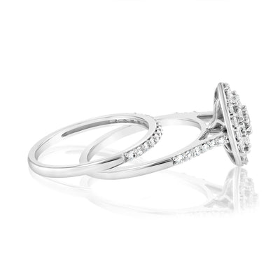 Luminesce Lab Grown 1 Carat Diamond Oval Bridal Set in 9ct White Gold