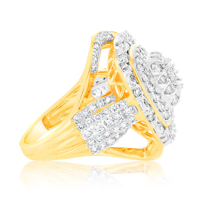 Luminesce Lab Grown 2 Carat Diamond Cluster Ring in 9ct Yellow Gold