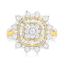 Load image into Gallery viewer, Luminesce Lab Grown 1 Carat Diamond Cushion Cluster Ring in 9ct Yellow Gold