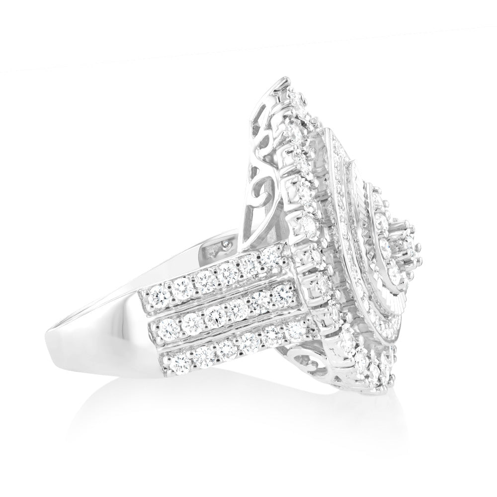 Luminesce Lab Grown 1 Carat Diamond Pear Cluster Ring in 9ct White Gold