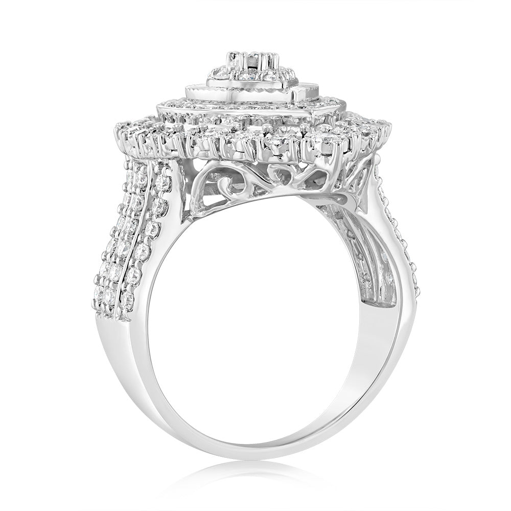 Luminesce Lab Grown 1 Carat Diamond Pear Cluster Ring in 9ct White Gold