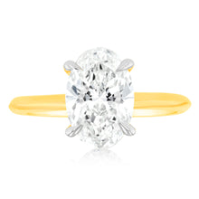 Load image into Gallery viewer, Luminesce Lab Grown Certified 2 Carat Oval Diamond Engagement Ring in 18ct Yellow Gold