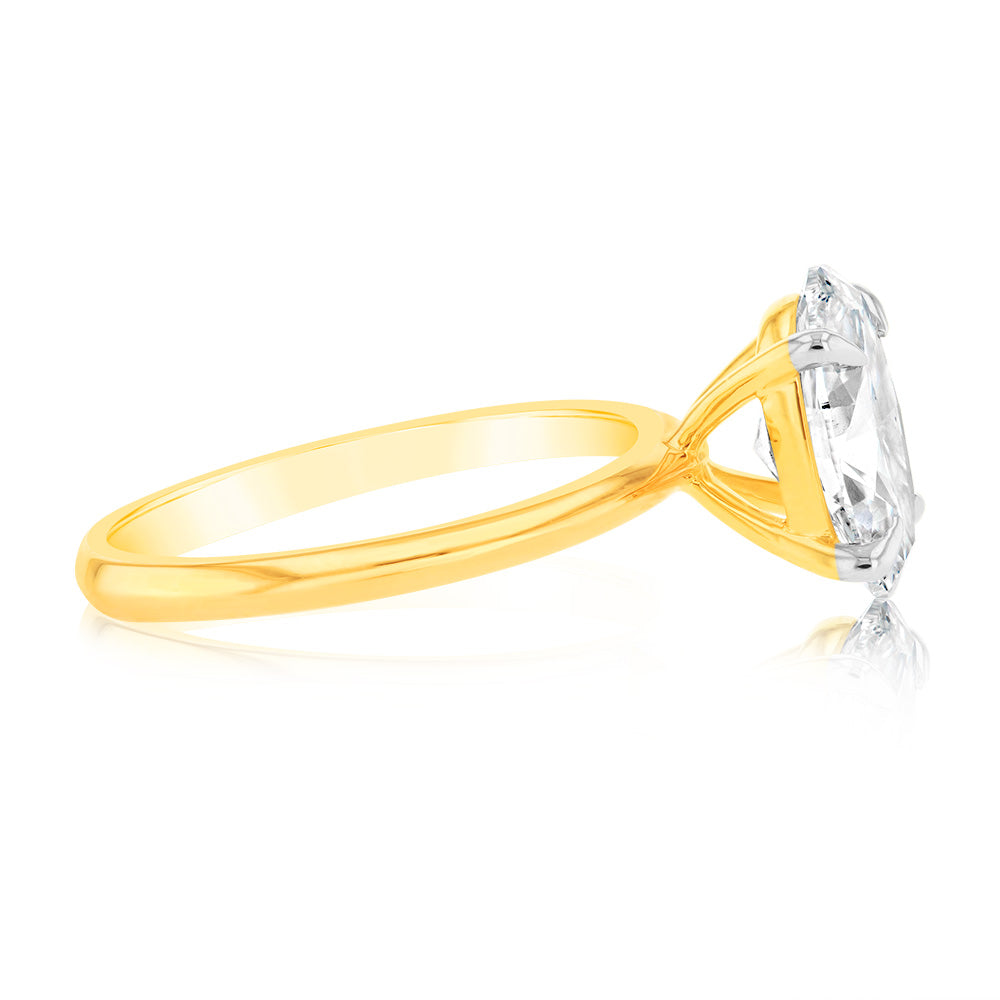 Luminesce Lab Grown Certified 2 Carat Oval Diamond Engagement Ring in 18ct Yellow Gold