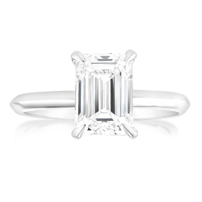 Luminesce Lab Grown Certified 2 Carat Diamond Emerald Cut Engagement Ring in 18ct White Gold