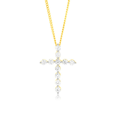 Luminesce Lab Grown 1/2 Carat Diamond Cross Pendant in 14ct Yellow Gold