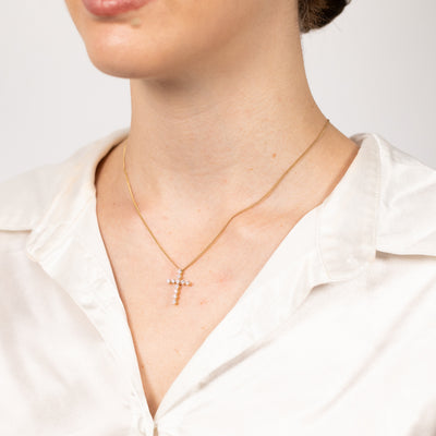 Luminesce Lab Grown 1/2 Carat Diamond Cross Pendant in 14ct Yellow Gold